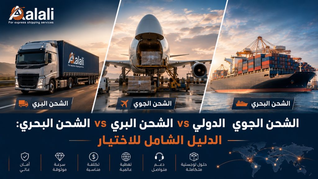 أفضل شركة شحن من مصر للخليج مقارنة الشحن الجوي والبري والبحري - طريق العلي
